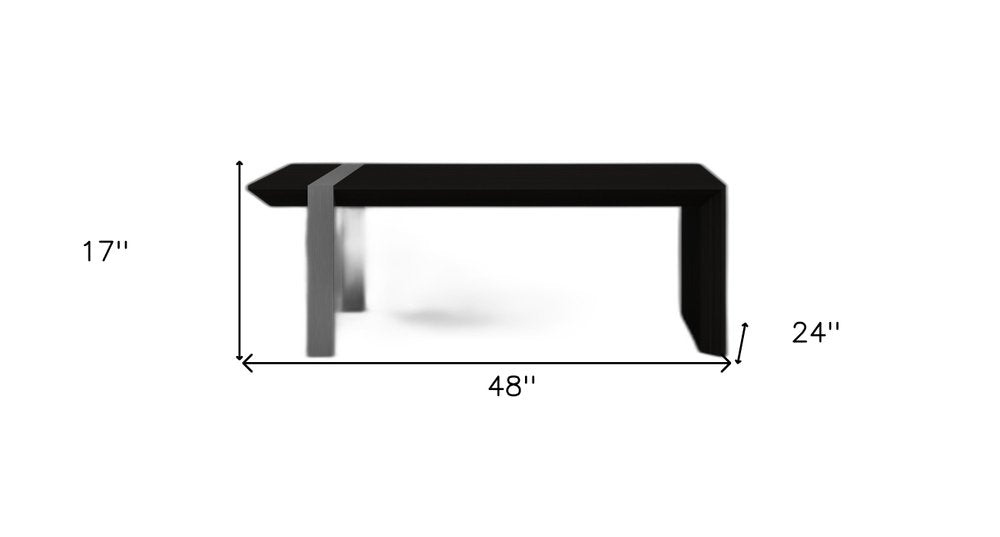 48" Black And Silver Wood And Stainless Steel Distressed Sled Coffee Table HomeRoots