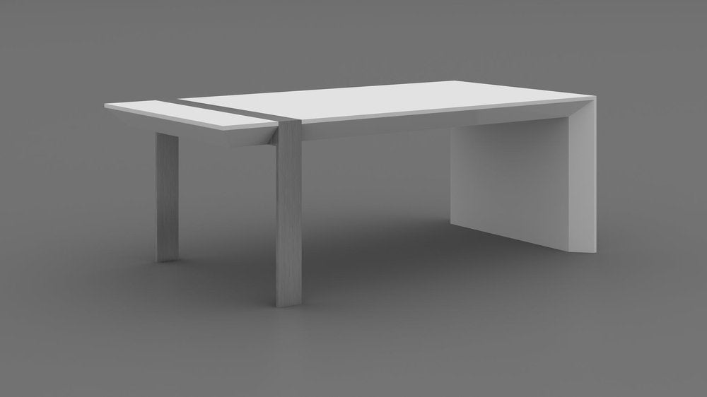 48" White And Silver Wood And Stainless Steel Coffee Table — view 1