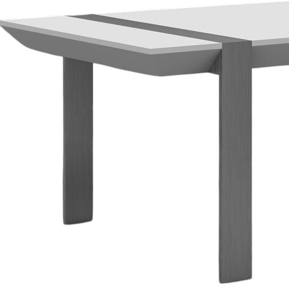 48" White And Silver Wood And Stainless Steel Coffee Table HomeRoots