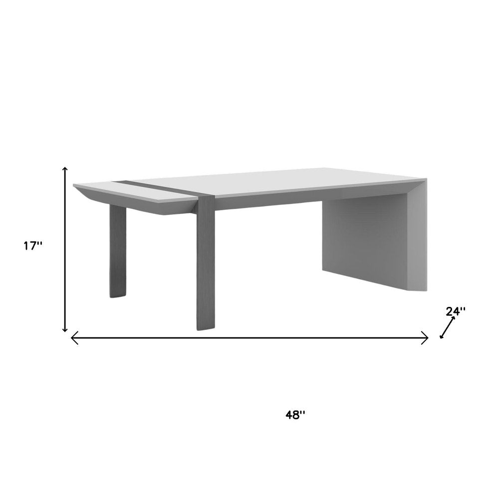 48" White And Silver Wood And Stainless Steel Coffee Table HomeRoots