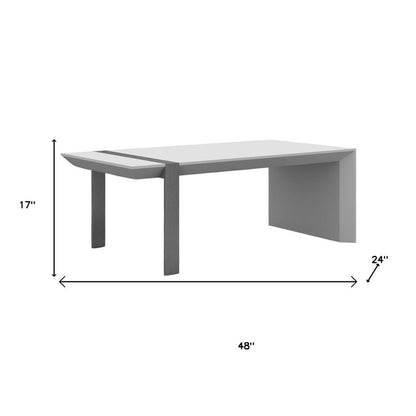 48" White And Silver Wood And Stainless Steel Coffee Table HomeRoots