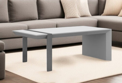48" White And Silver Wood And Stainless Steel Coffee Table HomeRoots