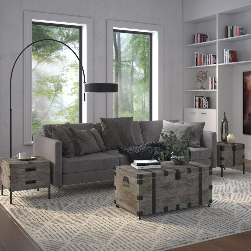 22" Brown Reclaimed Wood Distressed Trunk Coffee Table HomeRoots