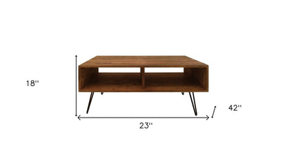 23" Brown And Black Wood And Metal Coffee Table With Shelf HomeRoots