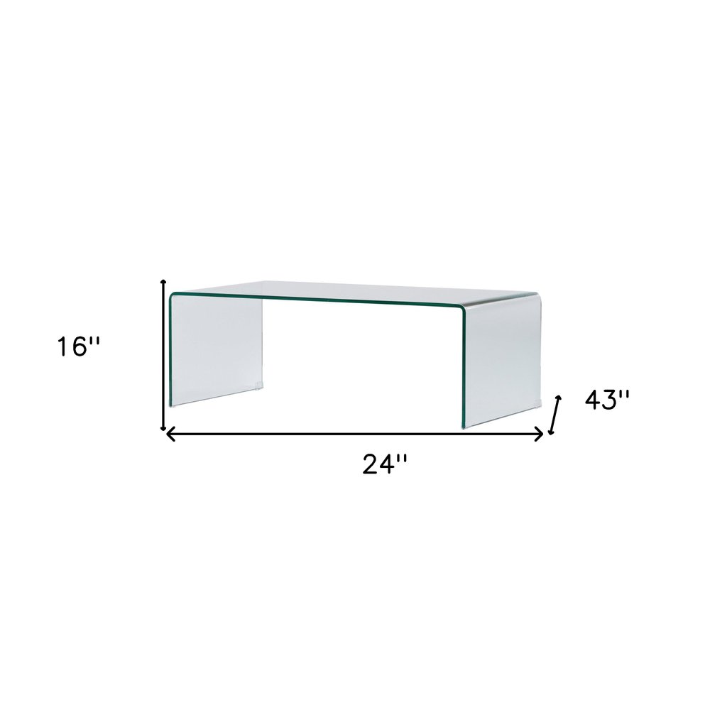 24" Clear Glass Sled Coffee Table HomeRoots