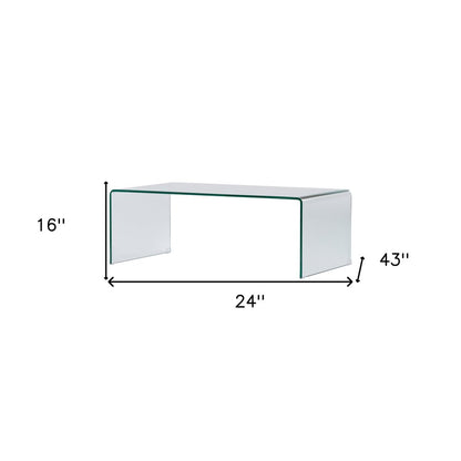 24" Clear Glass Sled Coffee Table HomeRoots