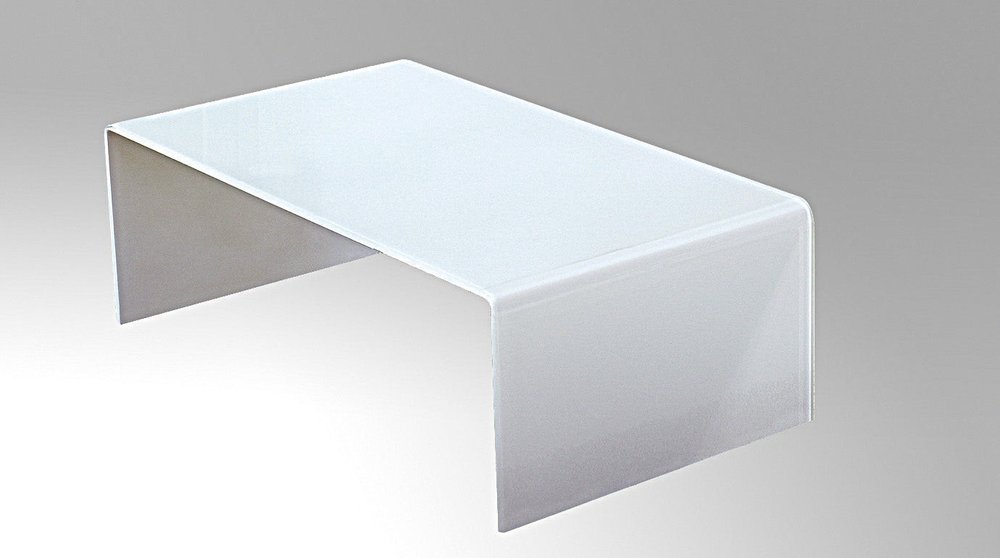 24" White Glass Sled Coffee Table HomeRoots