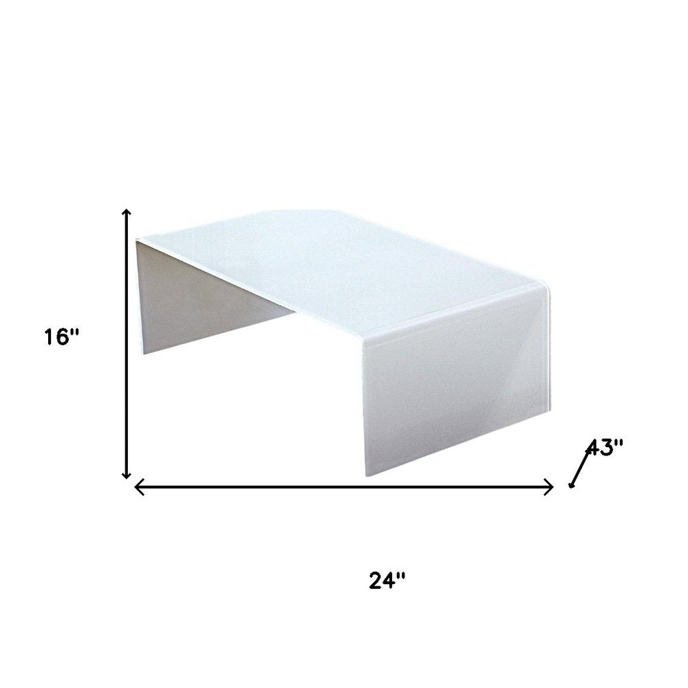 24" White Glass Sled Coffee Table HomeRoots