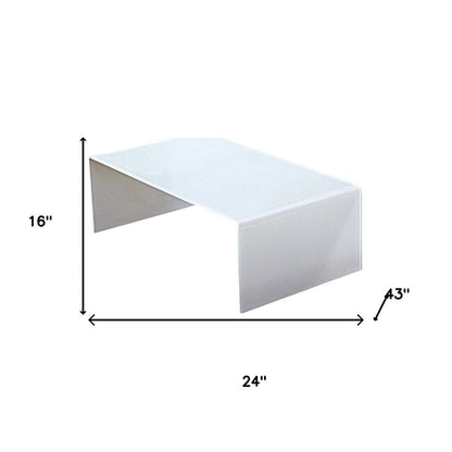 24" White Glass Sled Coffee Table HomeRoots