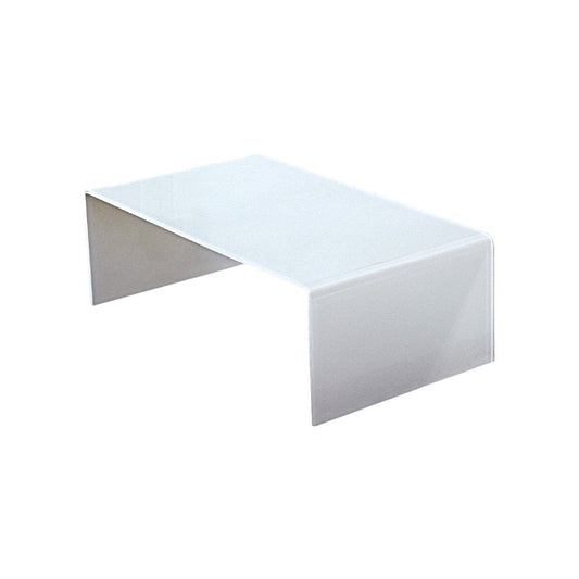 24" White Glass Sled Coffee Table HomeRoots