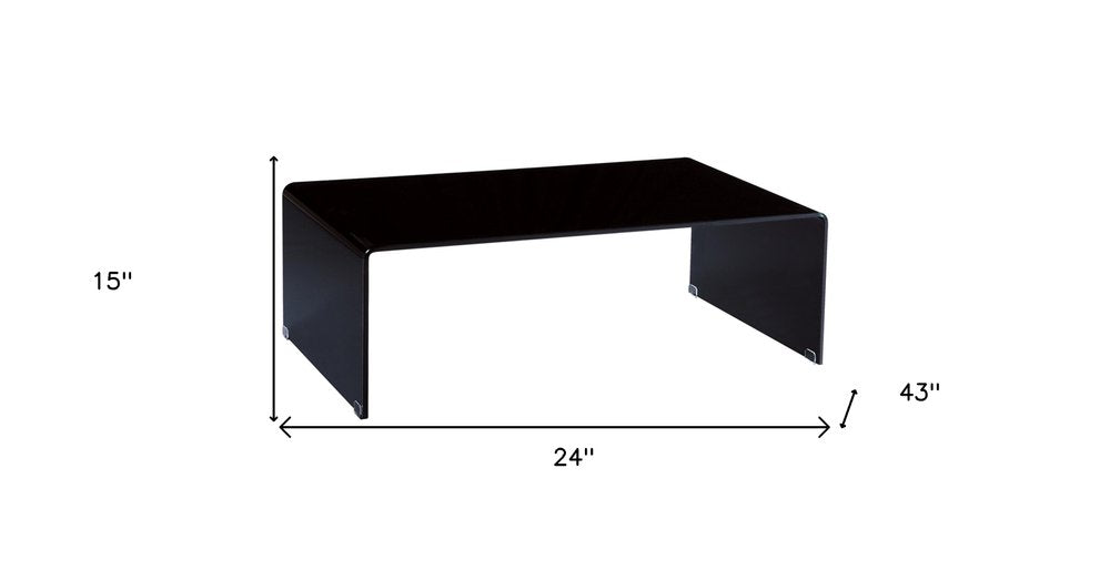 24" Black Glass Sled Coffee Table HomeRoots