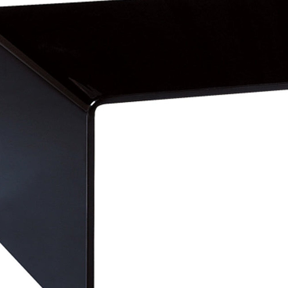 24" Black Glass Sled Coffee Table HomeRoots