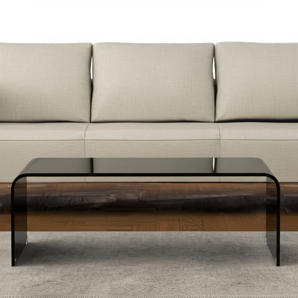 24" Black Glass Sled Coffee Table HomeRoots