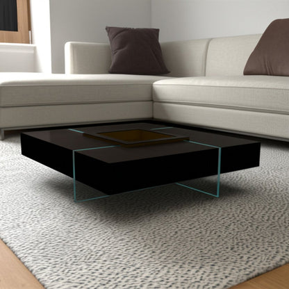 47" Espresso and Clear Wood and Glass Square Coffee Table HomeRoots