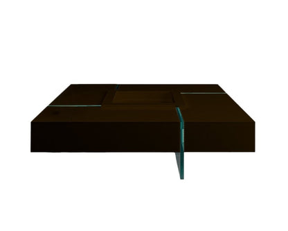47" Espresso and Clear Wood and Glass Square Coffee Table HomeRoots