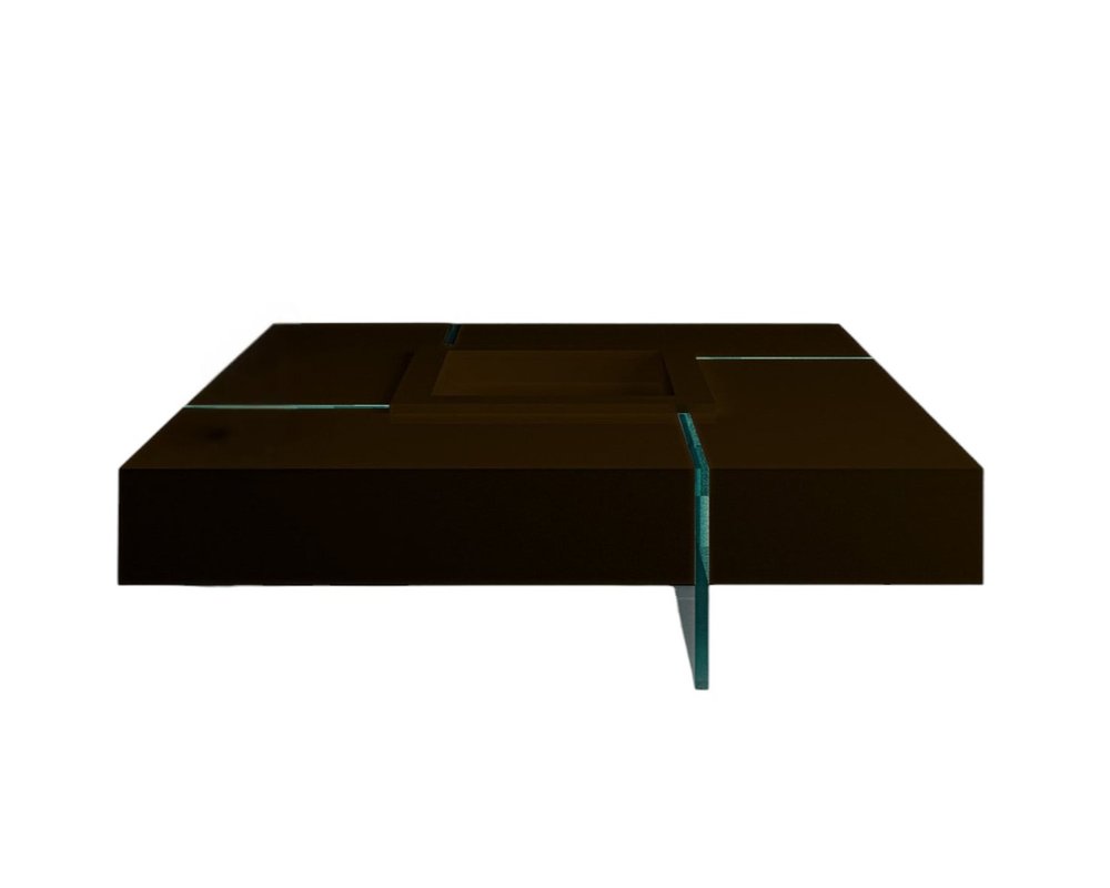 47" Espresso and Clear Wood and Glass Square Coffee Table — view 2