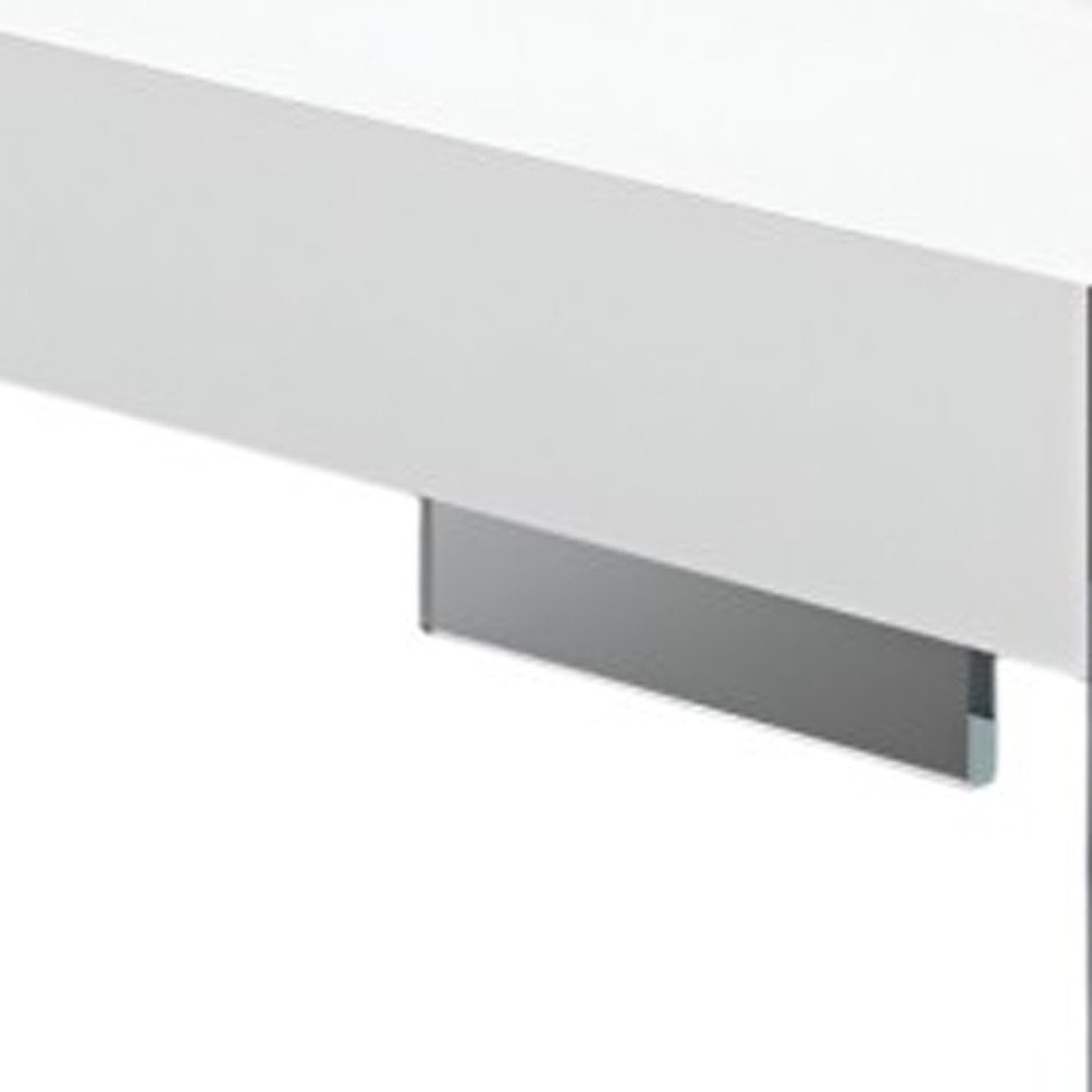 47" White And Clear Wood And Glass Square Sled Coffee Table — view 4