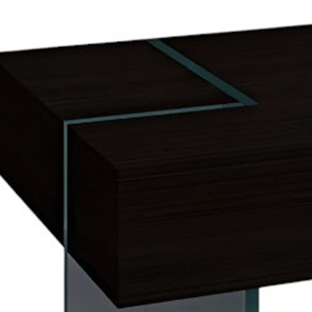 53" Black And Clear Wood And Glass Sled Coffee Table HomeRoots