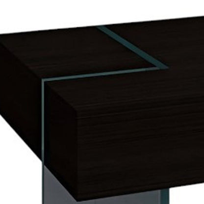 53" Black And Clear Wood And Glass Sled Coffee Table HomeRoots