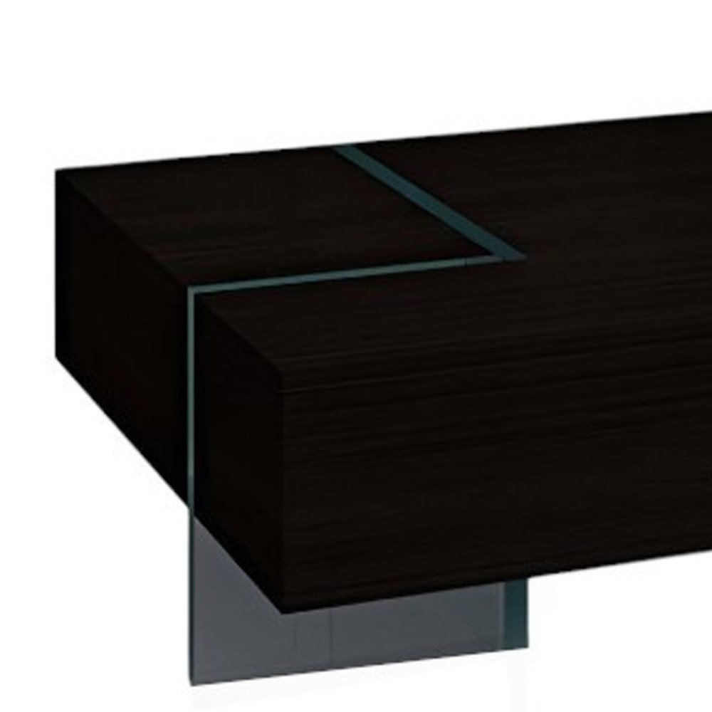 53" Black And Clear Wood And Glass Sled Coffee Table HomeRoots