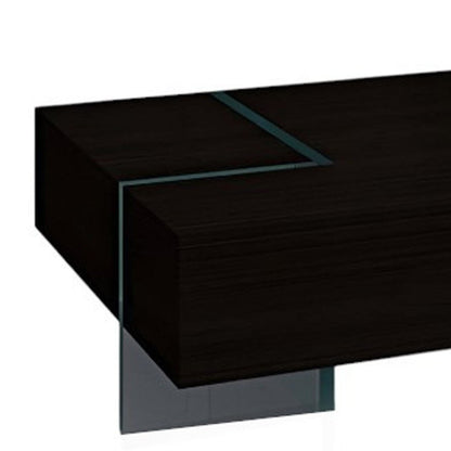 53" Black And Clear Wood And Glass Sled Coffee Table HomeRoots