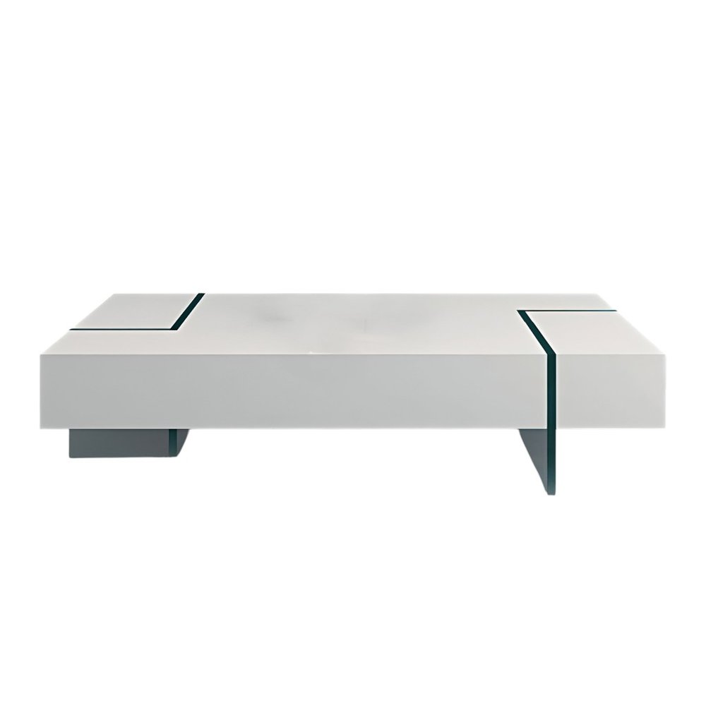 53" White And Clear Wood And Glass Sled Coffee Table HomeRoots