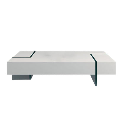 53" White And Clear Wood And Glass Sled Coffee Table HomeRoots