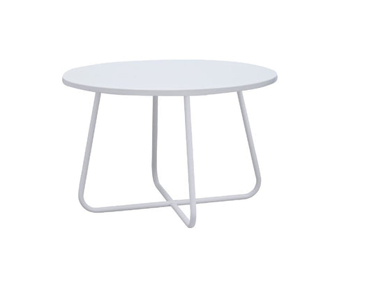 28" White Wood And Metal Round Cross Legs Coffee Table HomeRoots