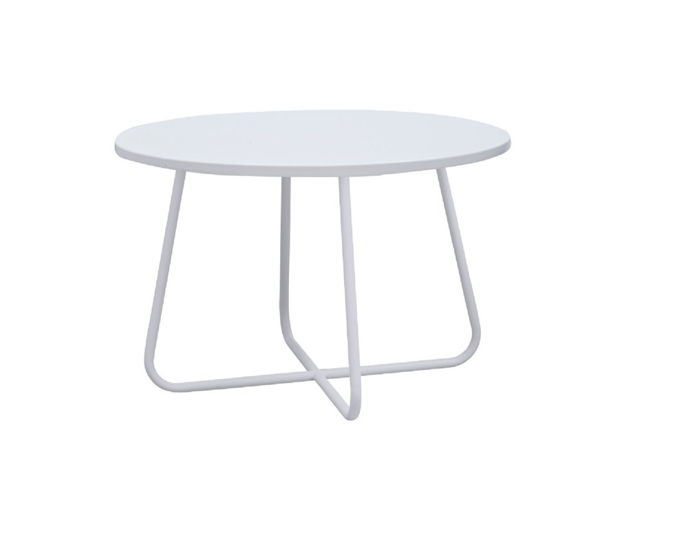 28" White Wood And Metal Round Cross Legs Coffee Table HomeRoots