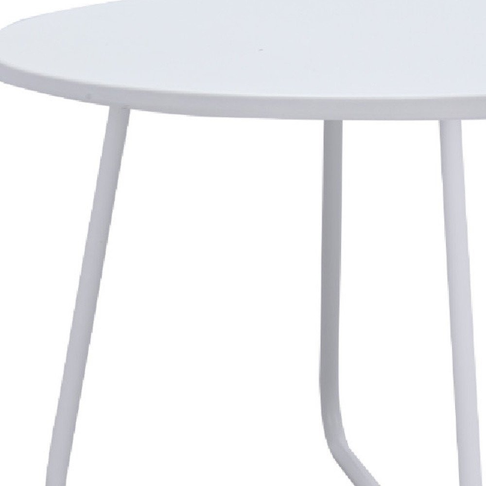 28" White Wood And Metal Round Cross Legs Coffee Table HomeRoots