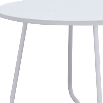28" White Wood And Metal Round Cross Legs Coffee Table HomeRoots