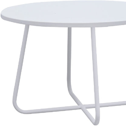 28" White Wood And Metal Round Cross Legs Coffee Table HomeRoots