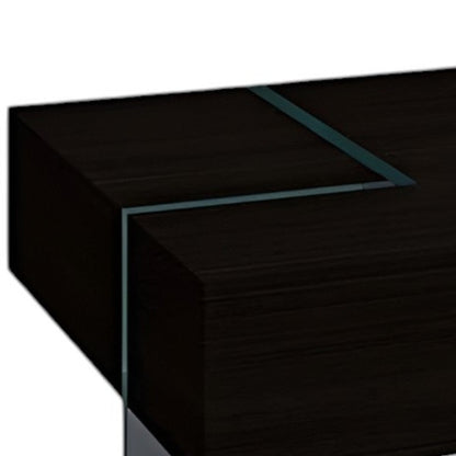 53" Black And Clear Wood And Glass Sled Coffee Table HomeRoots
