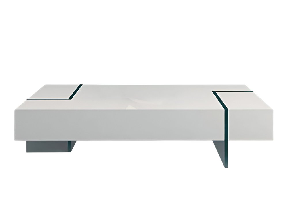 53" White And Clear Wood And Glass Sled Coffee Table HomeRoots