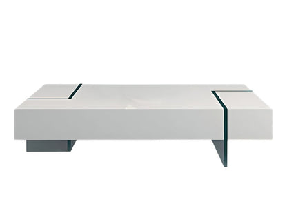 53" White And Clear Wood And Glass Sled Coffee Table HomeRoots