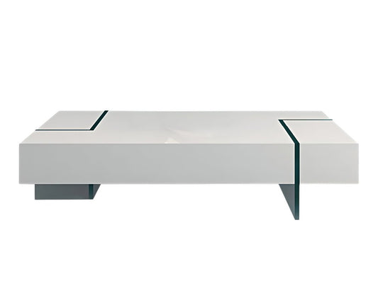 53" White And Clear Wood And Glass Sled Coffee Table HomeRoots