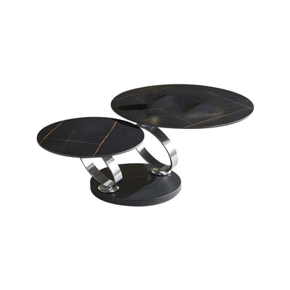 32" Black Ceramic Tile And Metal Round Coffee Table HomeRoots