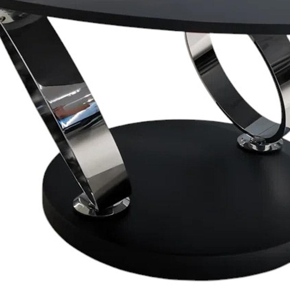 32" Black Ceramic Tile And Metal Round Coffee Table HomeRoots