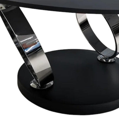 32" Black Ceramic Tile And Metal Round Coffee Table HomeRoots