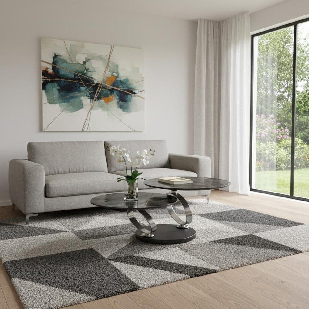 32" Black Ceramic Tile And Metal Round Coffee Table HomeRoots