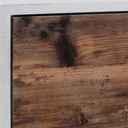 48" Brown And White Wood And Metal Coffee Table With Two Drawers