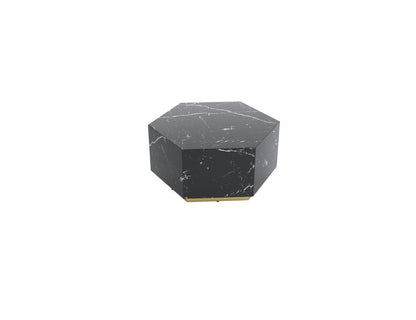 35" Black And Gold Faux Marble Hexagon Drum Coffee Table HomeRoots
