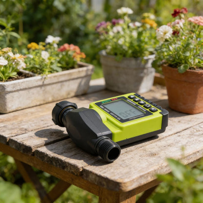 8" Black And Light Green Metal Watering Timer HomeRoots