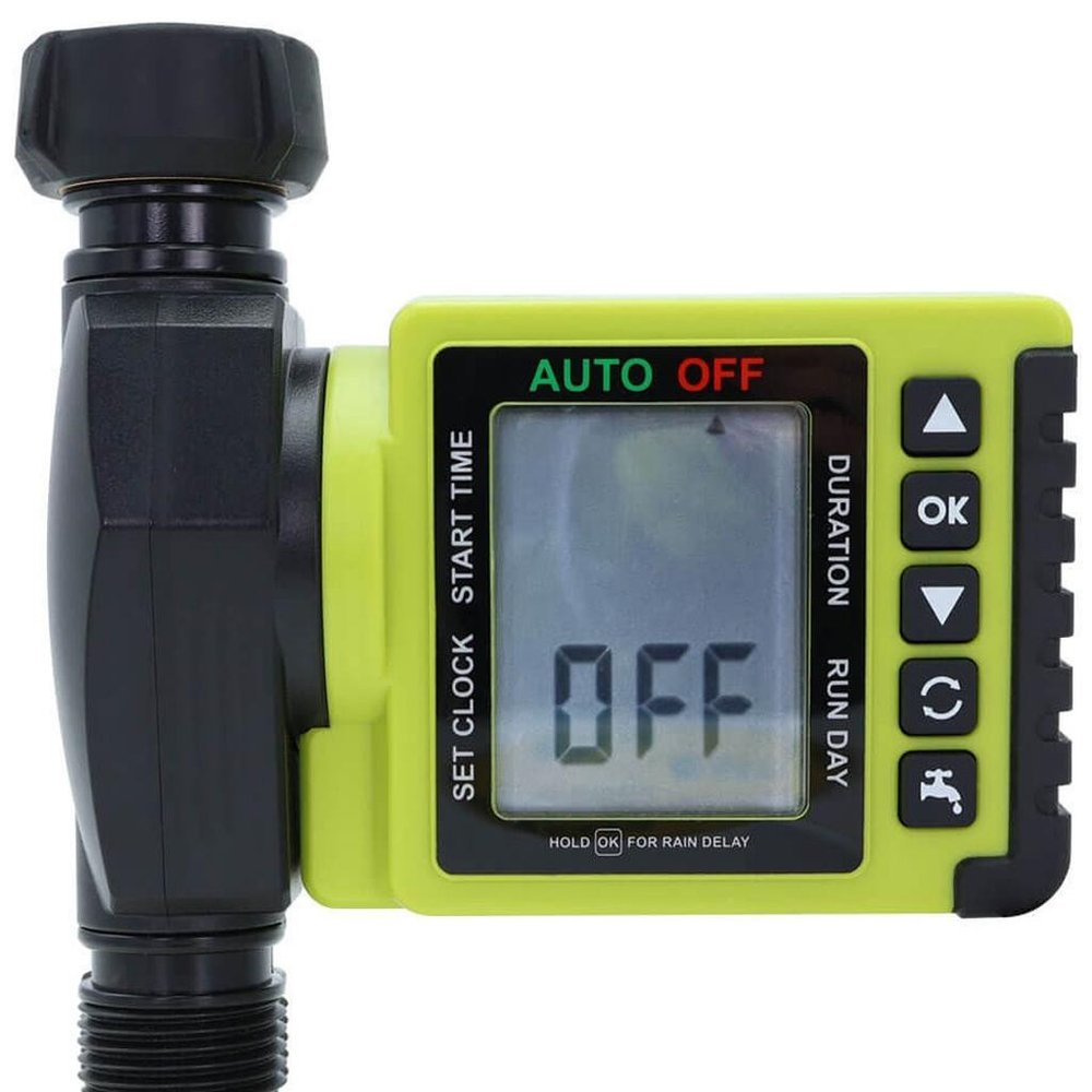 8" Black And Light Green Metal Watering Timer HomeRoots