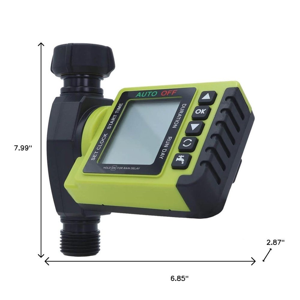 8" Black And Light Green Metal Watering Timer HomeRoots