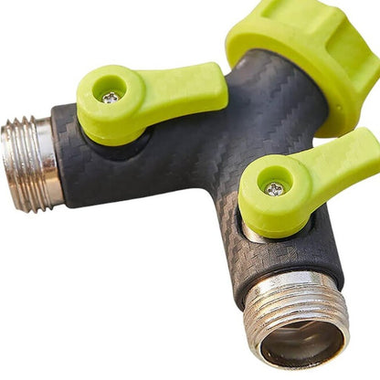 4" Black And Light Green Zinc Alloy Garden Hose Splitter HomeRoots