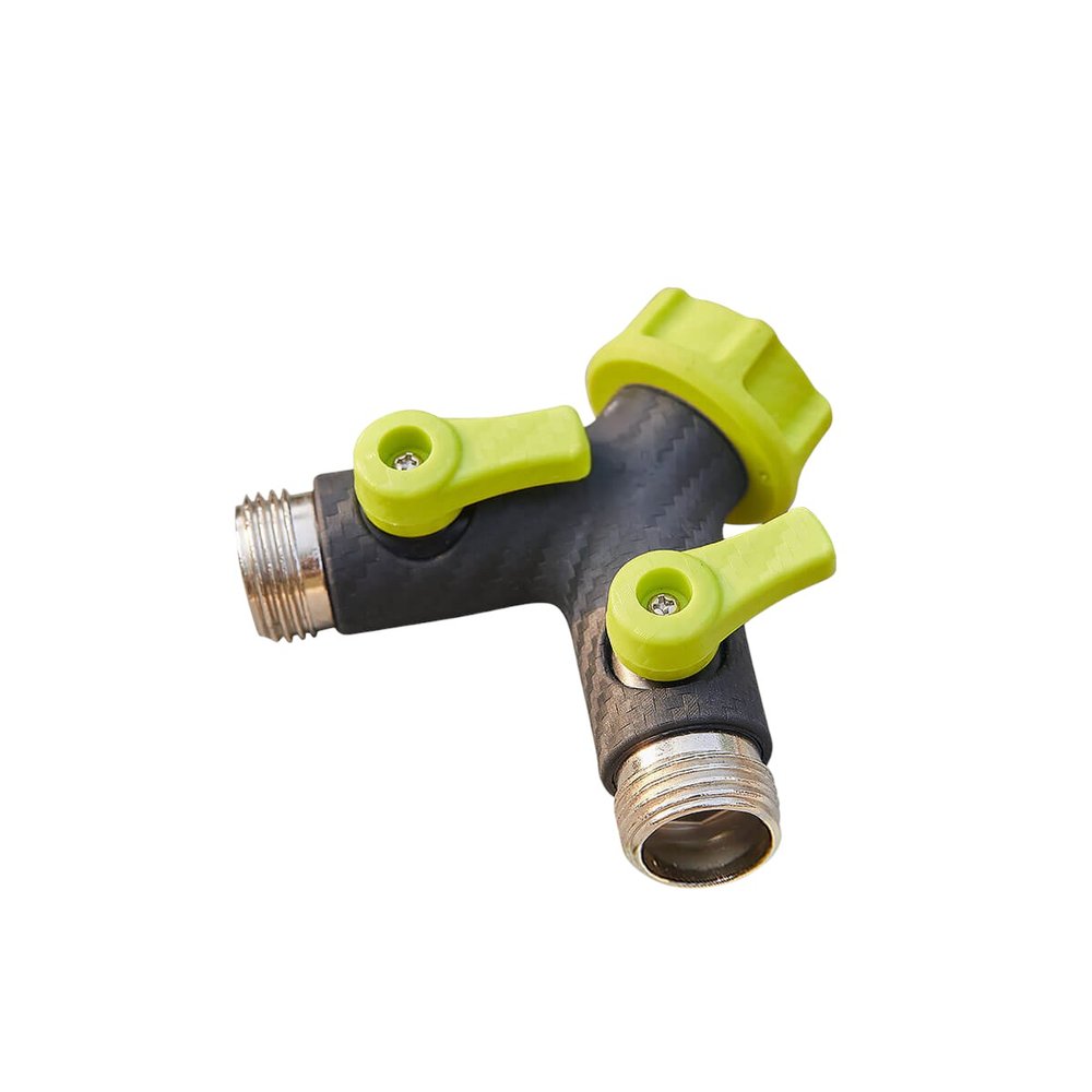 4" Black And Light Green Zinc Alloy Garden Hose Splitter HomeRoots