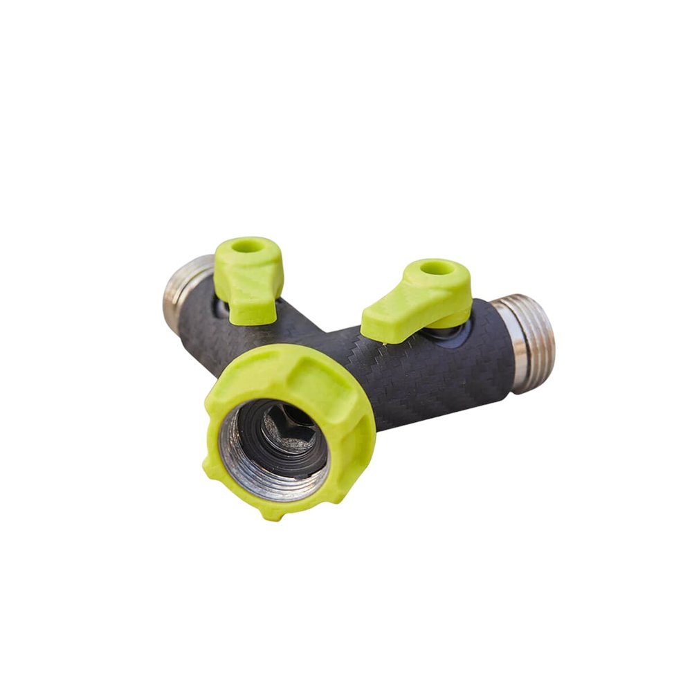 4" Black And Light Green Zinc Alloy Garden Hose Splitter HomeRoots