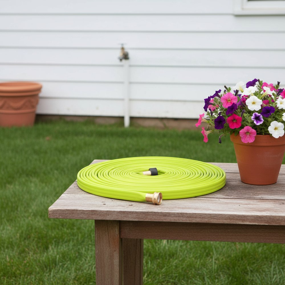 15" Chartreuse Polyresin Garden Hose HomeRoots