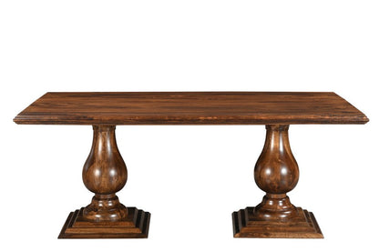 75" Dark Brown Wood Double Pedestal Base Dining Table HomeRoots